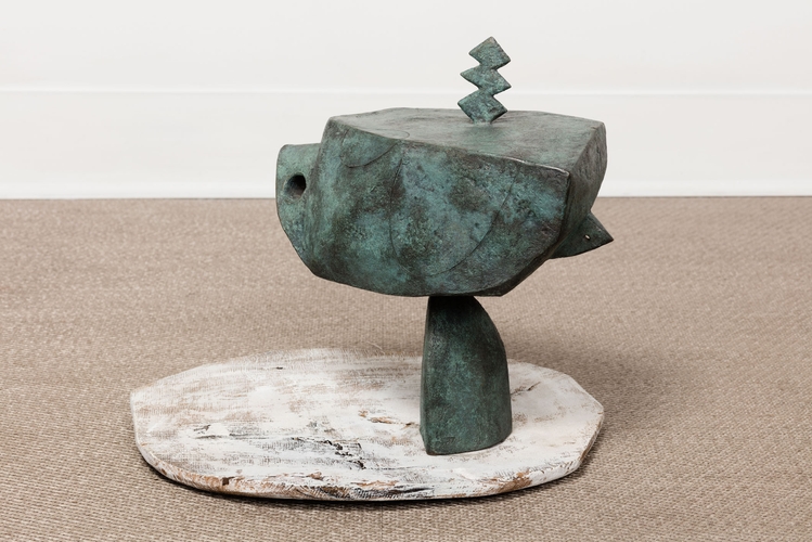 <i>Firebird</i>, 2015, wood, patinated bronze, gesso, 38 x 40 x 40 cm